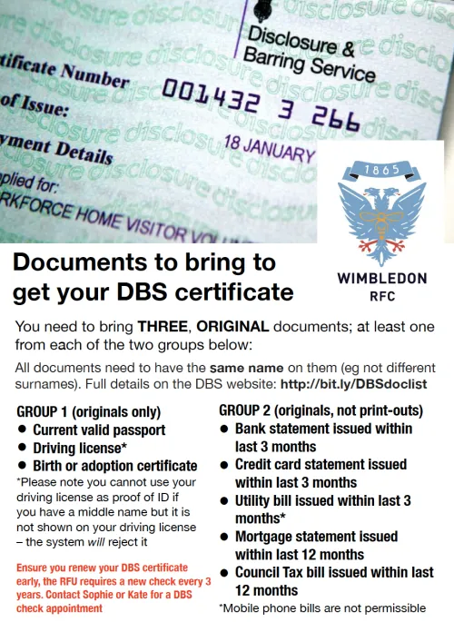 DBS certificate document checklist with requirements and guidance for applicants.